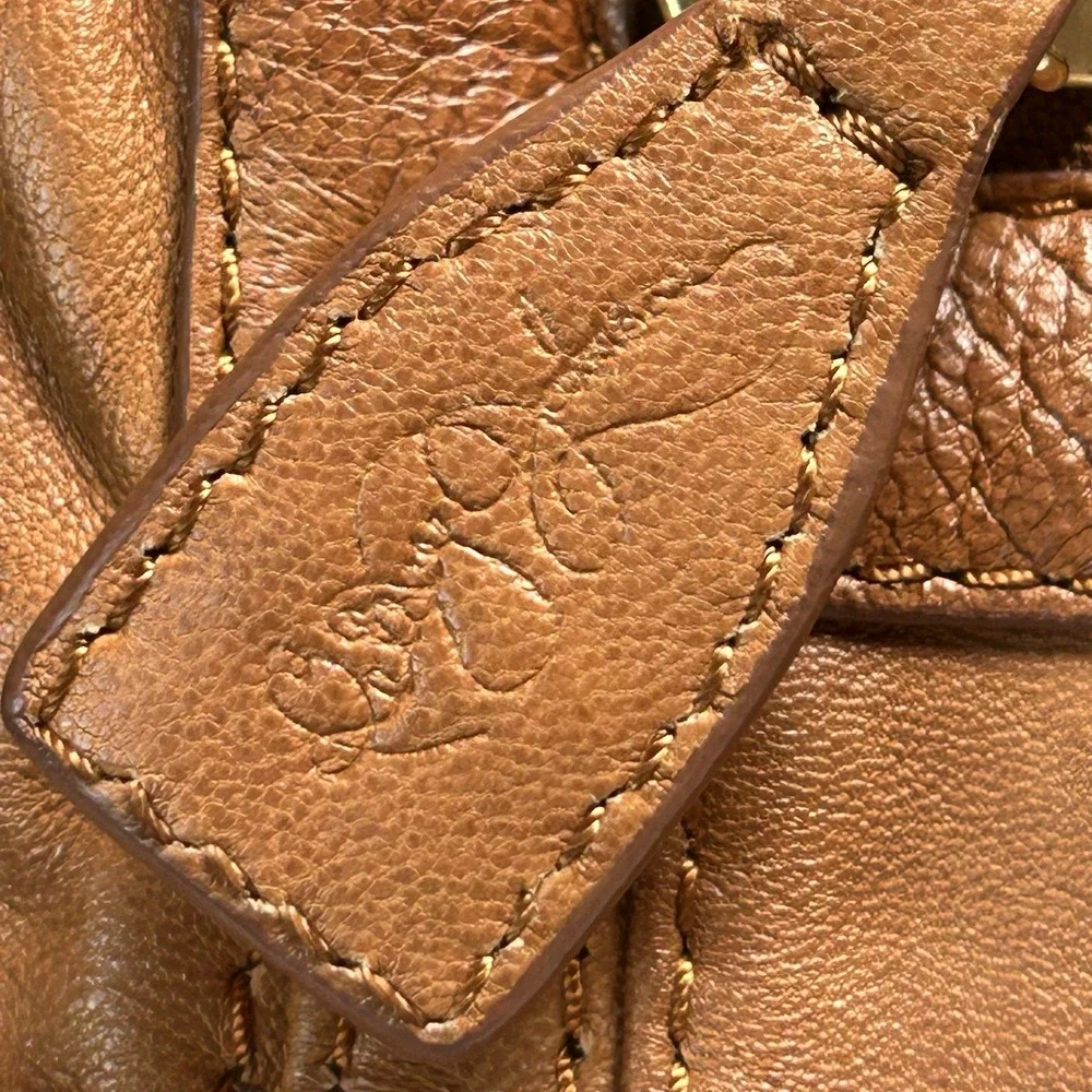 Betsey Johnson Hobo Satchel Bag Purse Softsided Boho Slouchy Studded Light Brown